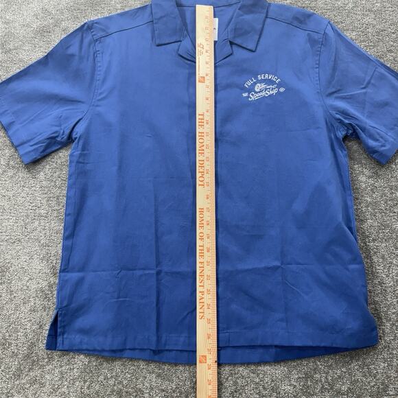 Lark & Owl Motorcycle Speed Shop Men’s Shirt Large Blue Button Up Vintage Look. - Picture 3 of 7